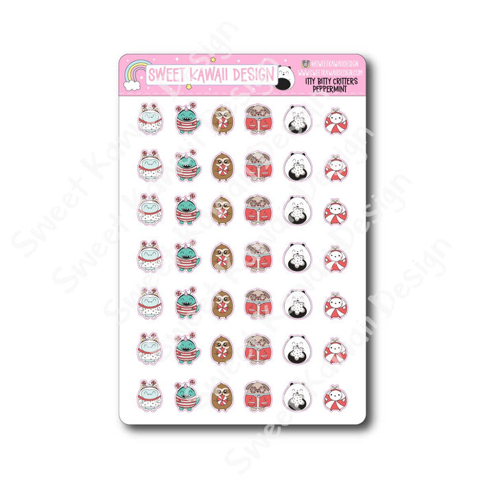 Kawaii Critter Stickers - Peppermint