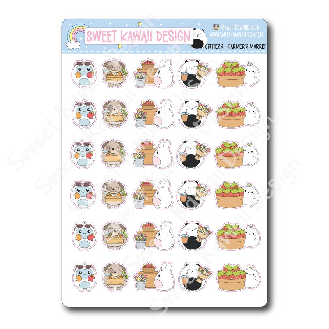 Kawaii Critter Stickers - Farmer's Market