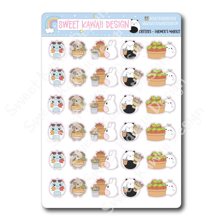 Kawaii Critter Stickers - Farmer's Market