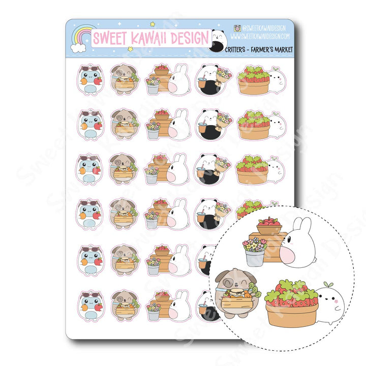 Kawaii Critter Stickers - Farmer's Market