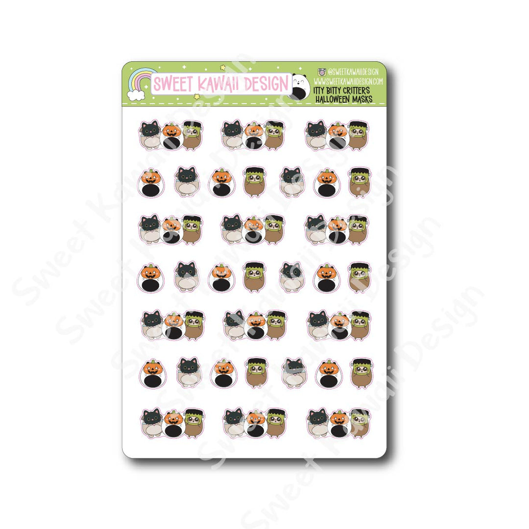 Kawaii Critter Stickers - Halloween Masks