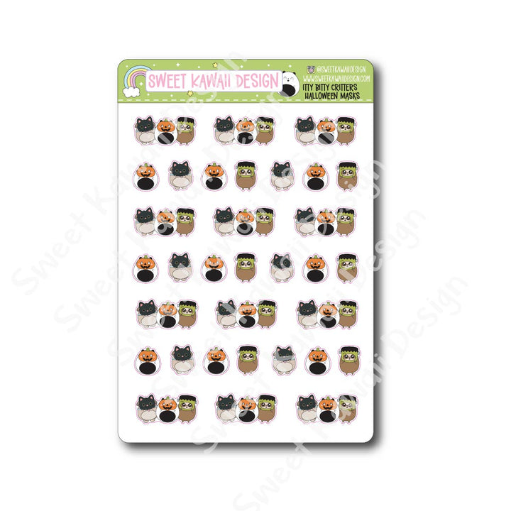 Kawaii Critter Stickers - Halloween Masks