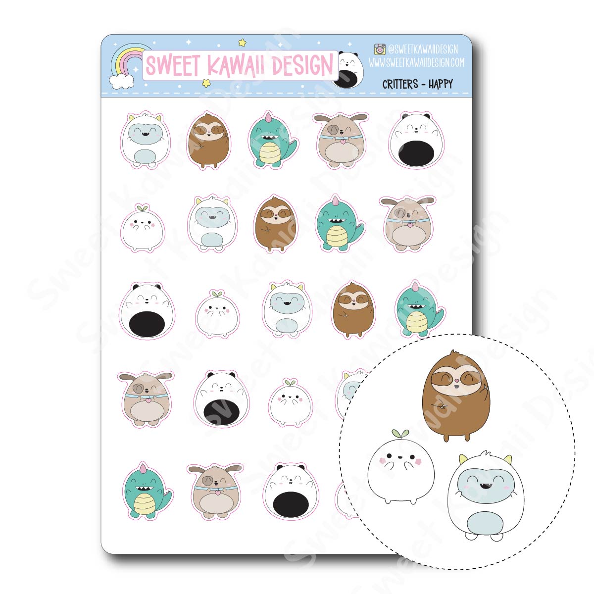 Kawaii Critter Stickers - Happy