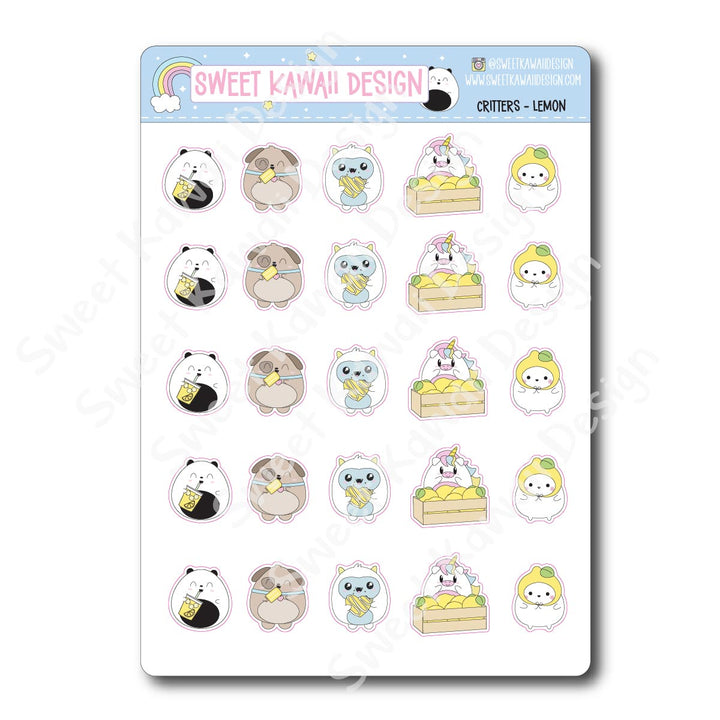 Kawaii Critter Stickers - Lemon