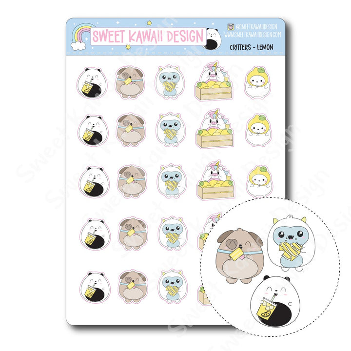 Kawaii Critter Stickers - Lemon