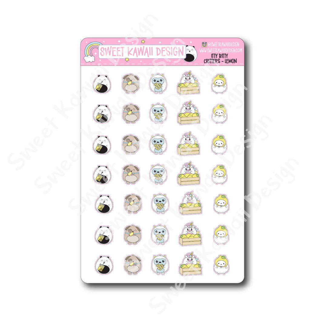 Kawaii Critter Stickers - Lemon