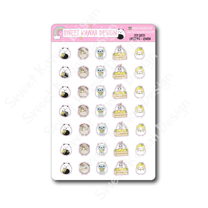 Kawaii Critter Stickers - Lemon