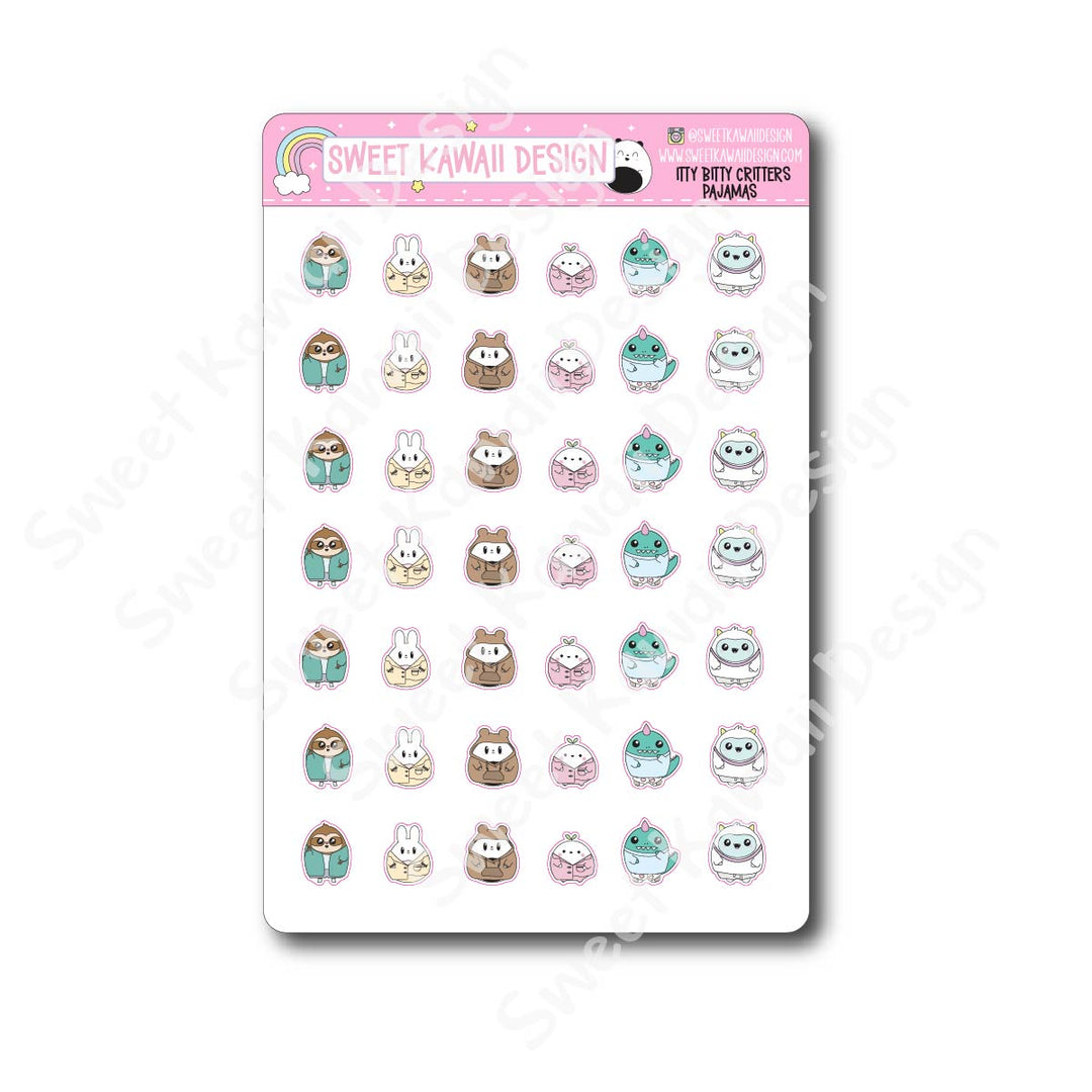 Kawaii Critter Stickers  - Pajamas
