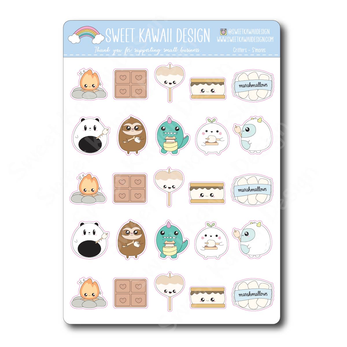 Kawaii Critter Stickers - S'mores