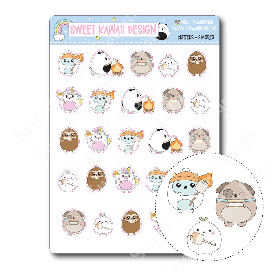 Kawaii Critter Stickers - S'mores