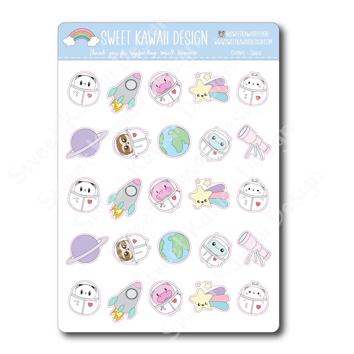 Kawaii Critter Stickers - Space