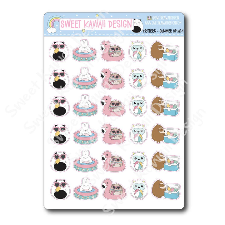 Kawaii Critter Stickers - Summer Splash