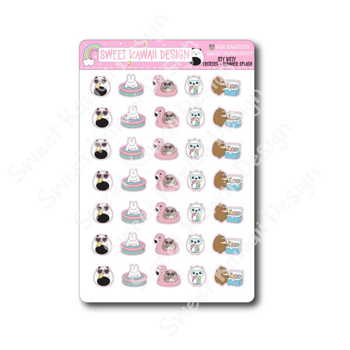 Kawaii Critter Stickers - Summer Splash