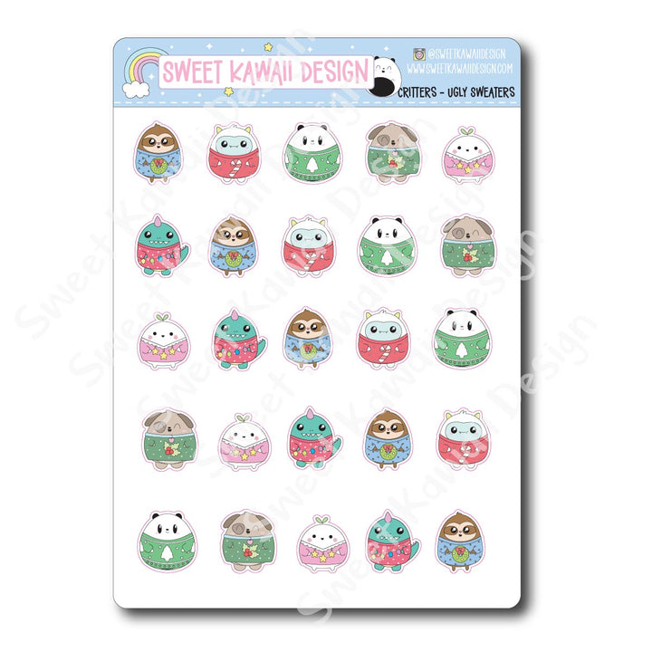 Kawaii Critter Stickers - Ugly Sweaters