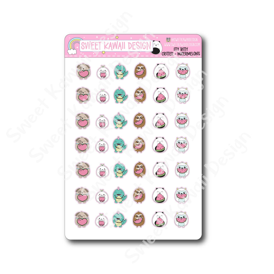 Kawaii Critter Stickers - Watermelon