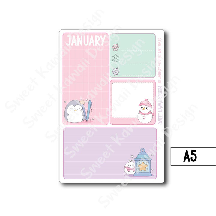 Kawaii Monthly Dashboard - January - Sizes Available