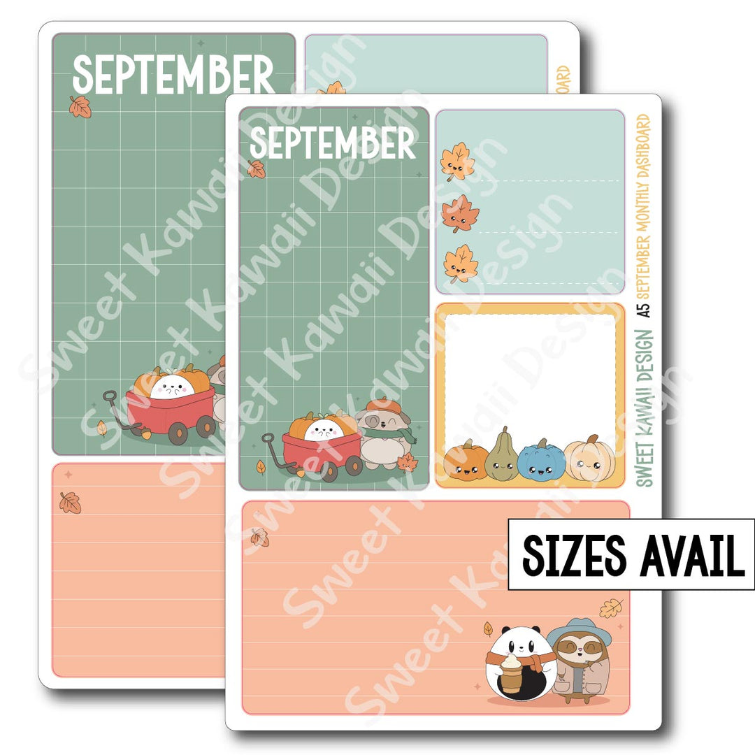 Kawaii Monthly Dashboard - September - Sizes Available
