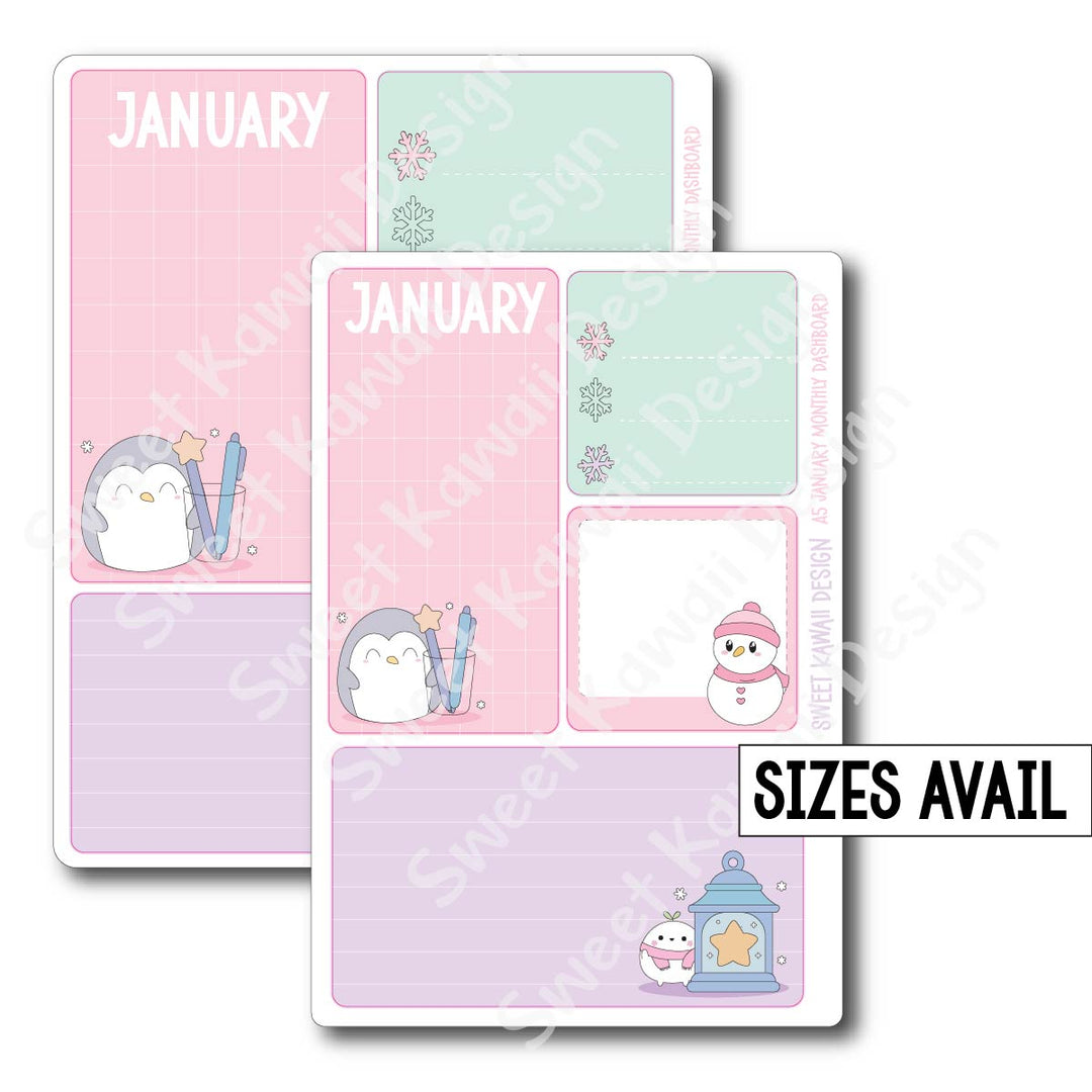 Kawaii Monthly Dashboard - January - Sizes Available