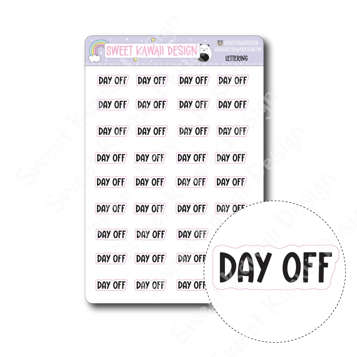 Lettering - Day Off – Sweet Kawaii Design
