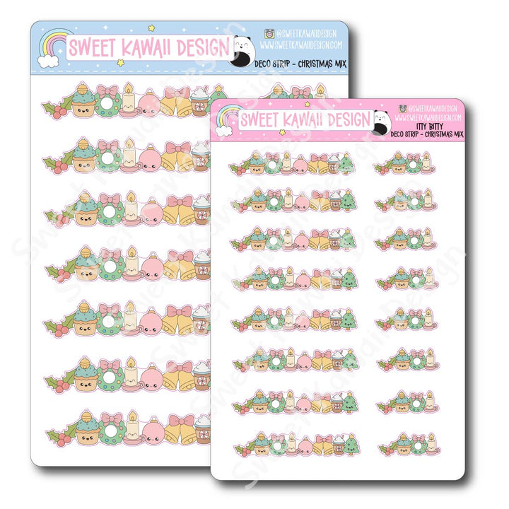 Kawaii Deco Strip Stickers (washi strip/border) - Christmas Mix