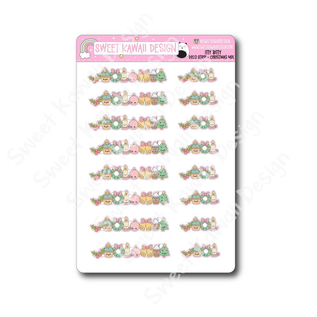 Kawaii Deco Strip Stickers (washi strip/border) - Christmas Mix