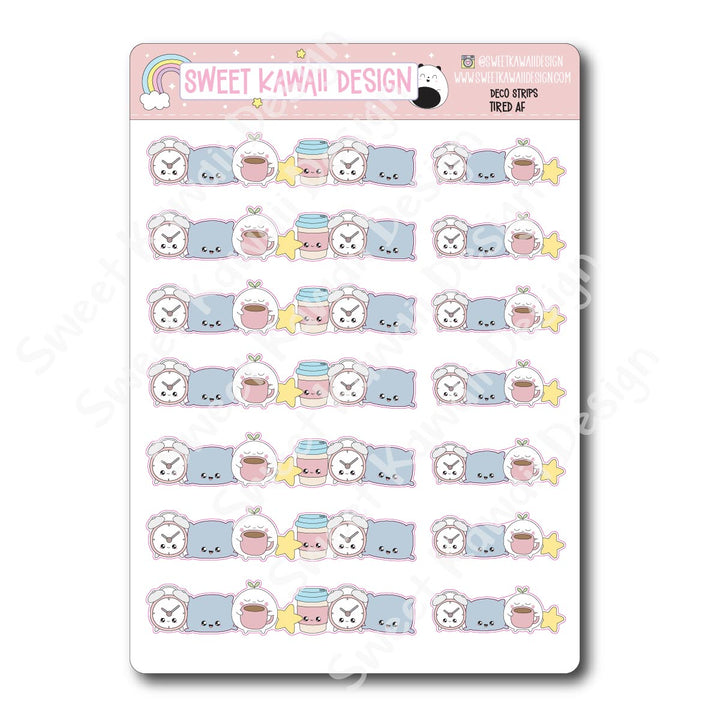 Kawaii Deco Strip Stickers (washi strip/border) - Tired AF
