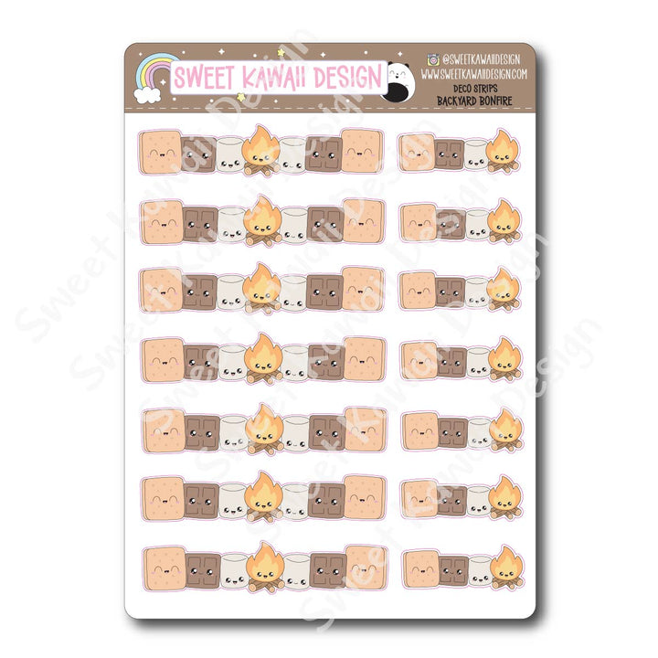 Kawaii Deco Strip Stickers (washi strip/border) - Backyard Bonfire