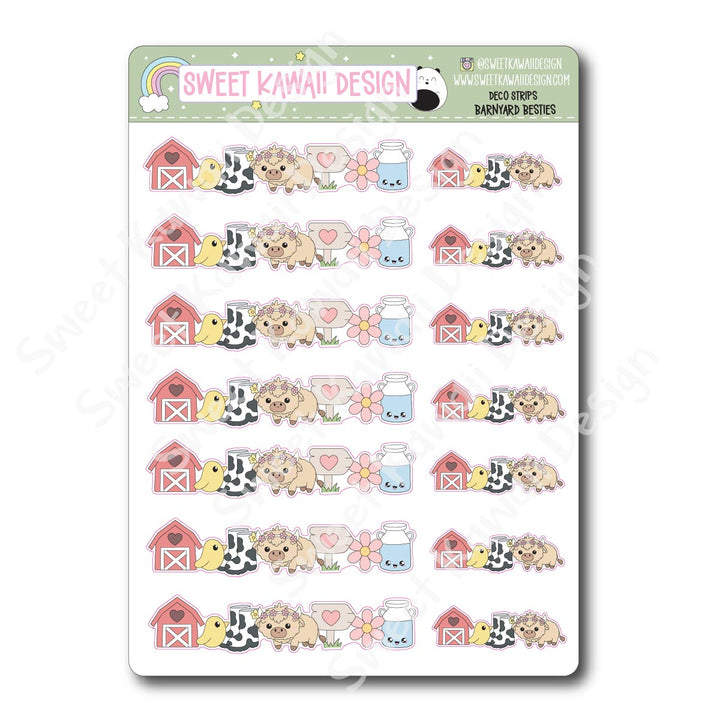 Kawaii Deco Strip Stickers (washi strip/border) - Barnyard Besties