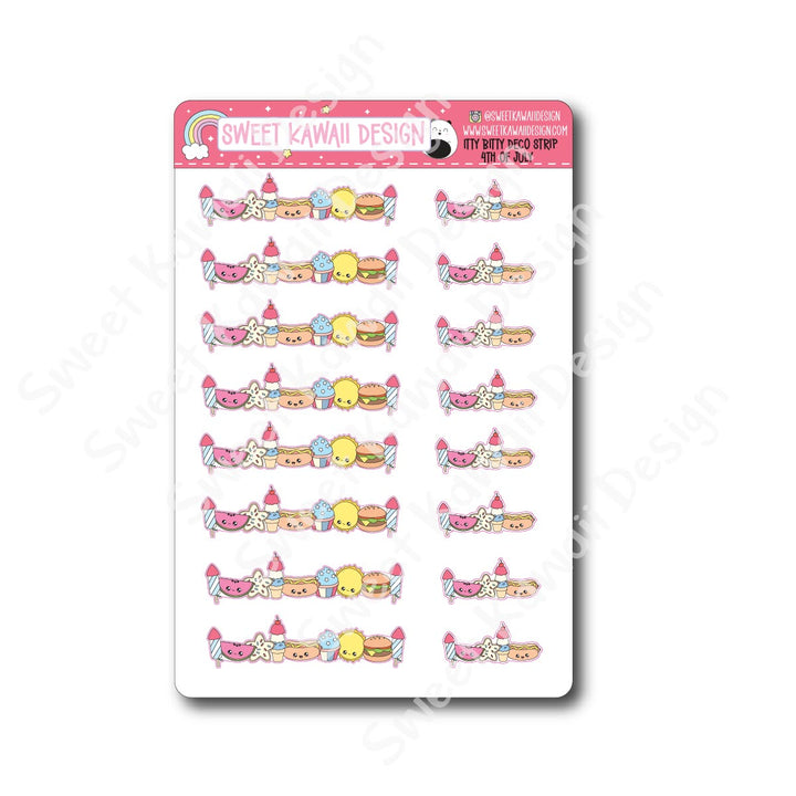 Kawaii Deco Strip Stickers (washi strip/border) -4th of July