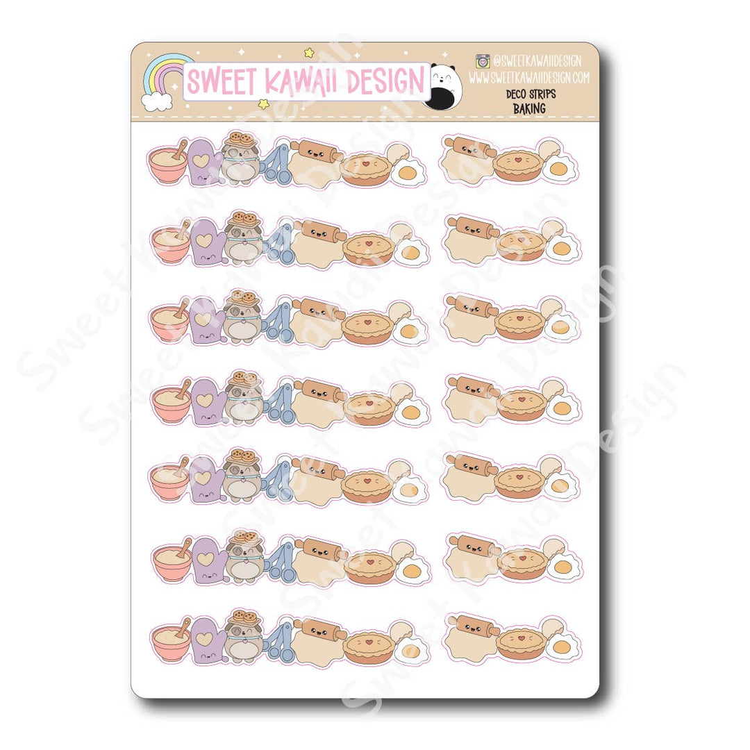 Kawaii Deco Strip Stickers (washi strip/border) - Baking