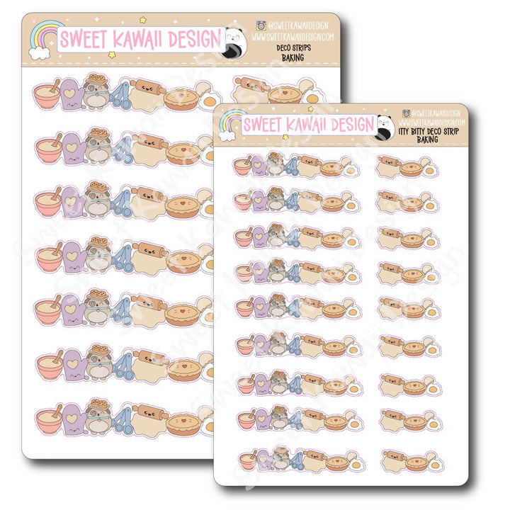 Kawaii Deco Strip Stickers (washi strip/border) - Baking
