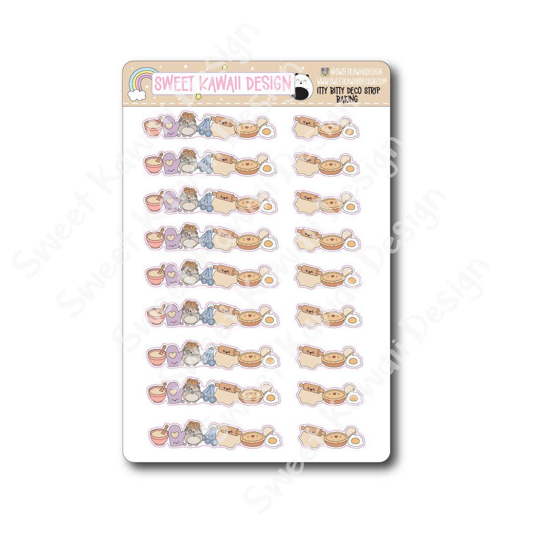 Kawaii Deco Strip Stickers (washi strip/border) - Baking