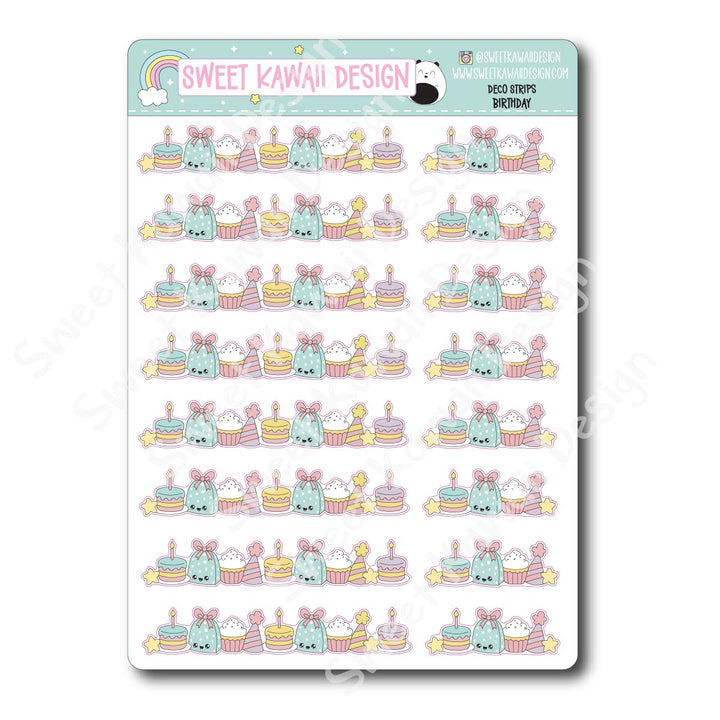 Kawaii Deco Strip Stickers (washi strip/border) -Birthday