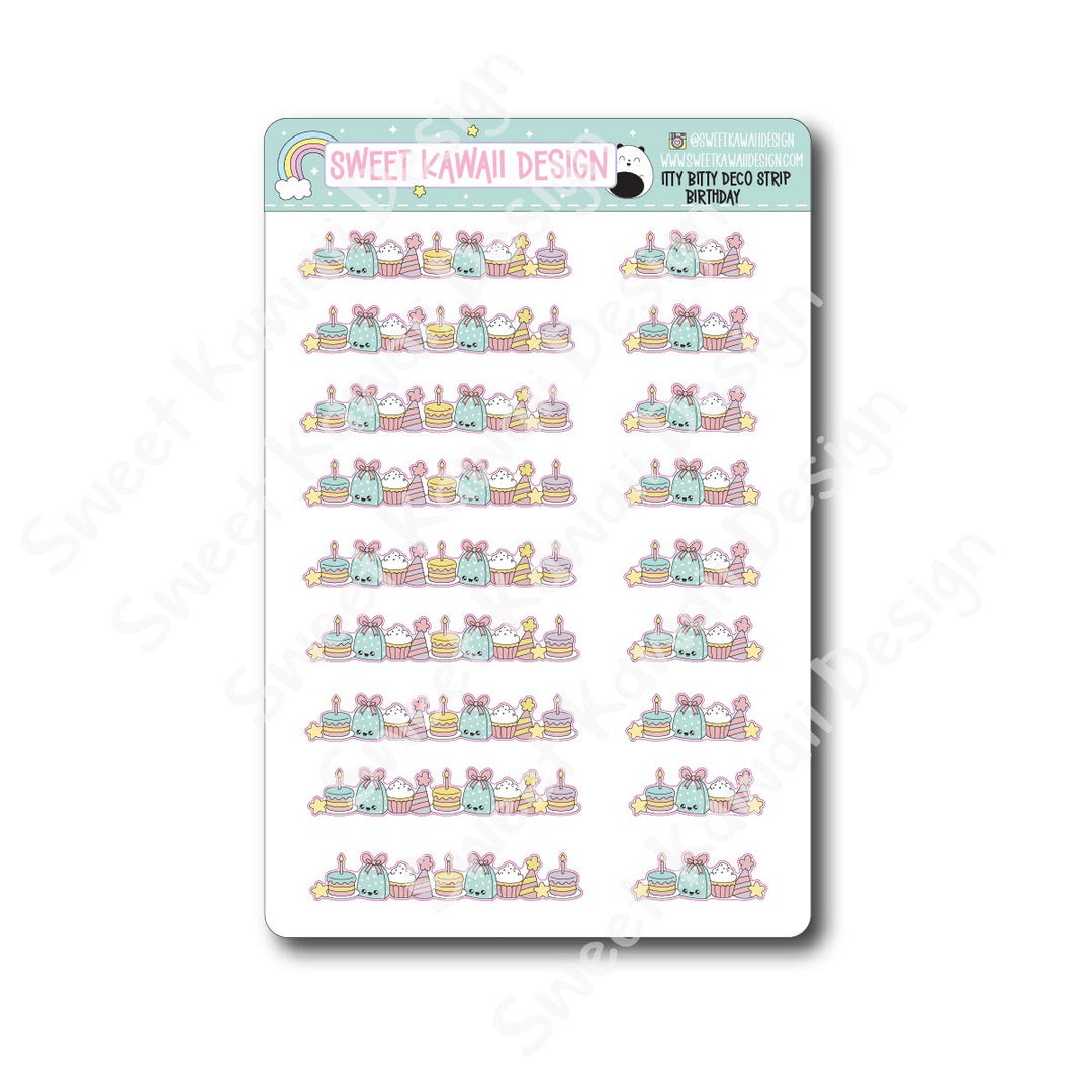 Kawaii Deco Strip Stickers (washi strip/border) -Birthday
