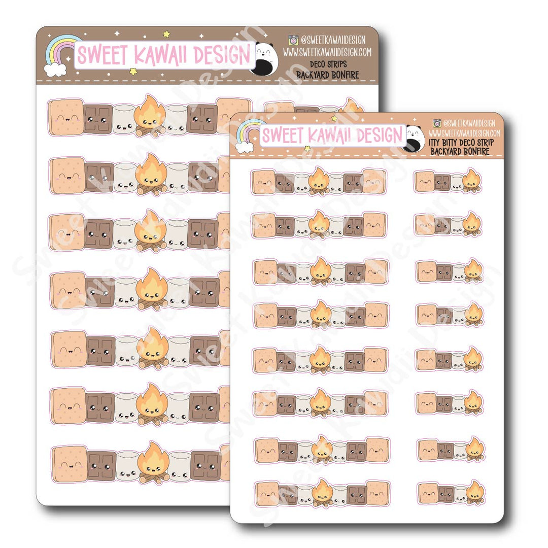 Kawaii Deco Strip Stickers (washi strip/border) - Backyard Bonfire