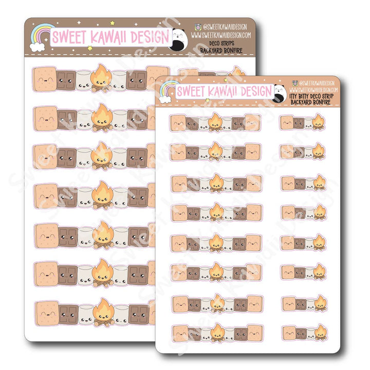 Kawaii Deco Strip Stickers (washi strip/border) - Backyard Bonfire