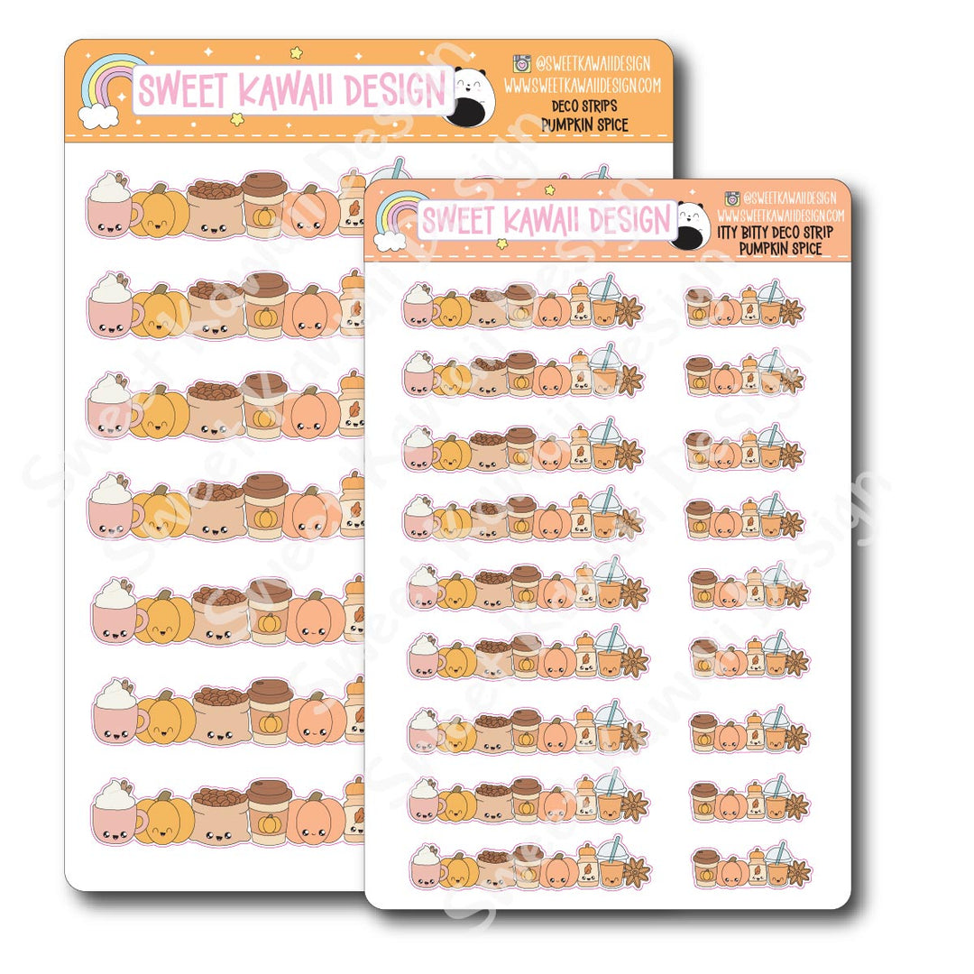 Kawaii Deco Strip Stickers (washi strip/border) - Pumpkin Spice