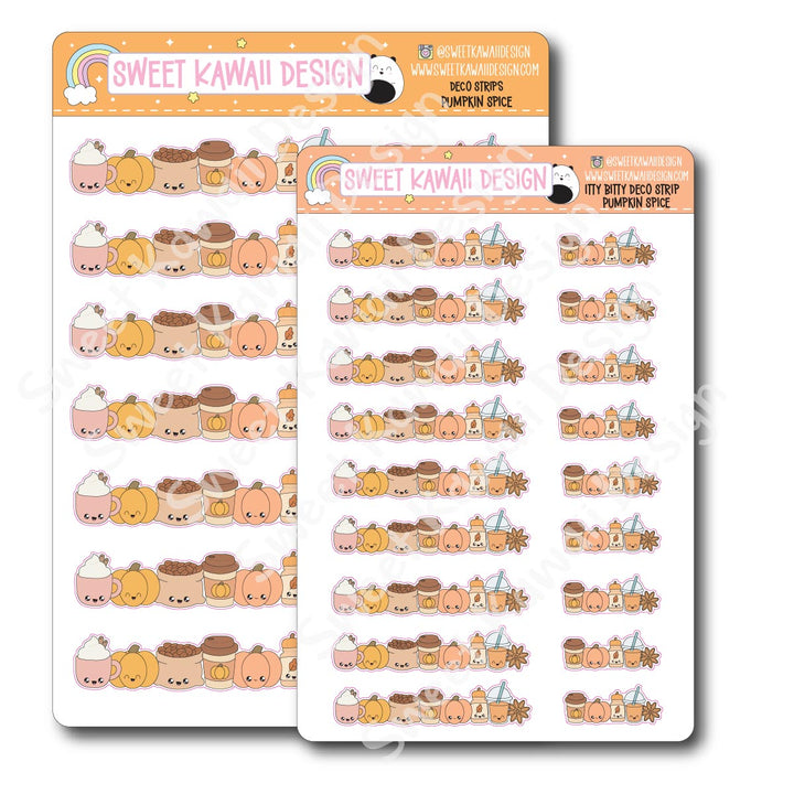 Kawaii Deco Strip Stickers (washi strip/border) - Pumpkin Spice