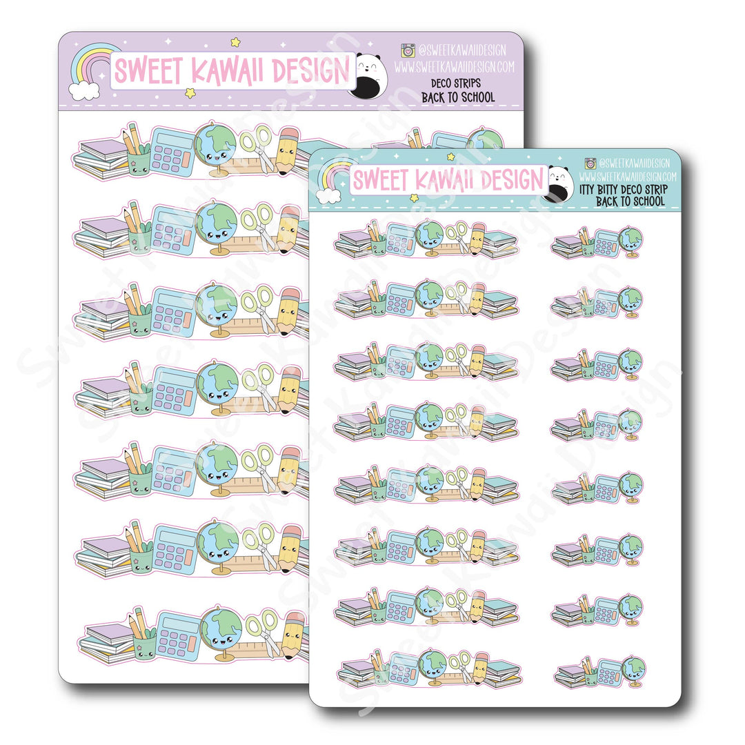 Kawaii Deco Strip Stickers (washi strip/border) - Back to School