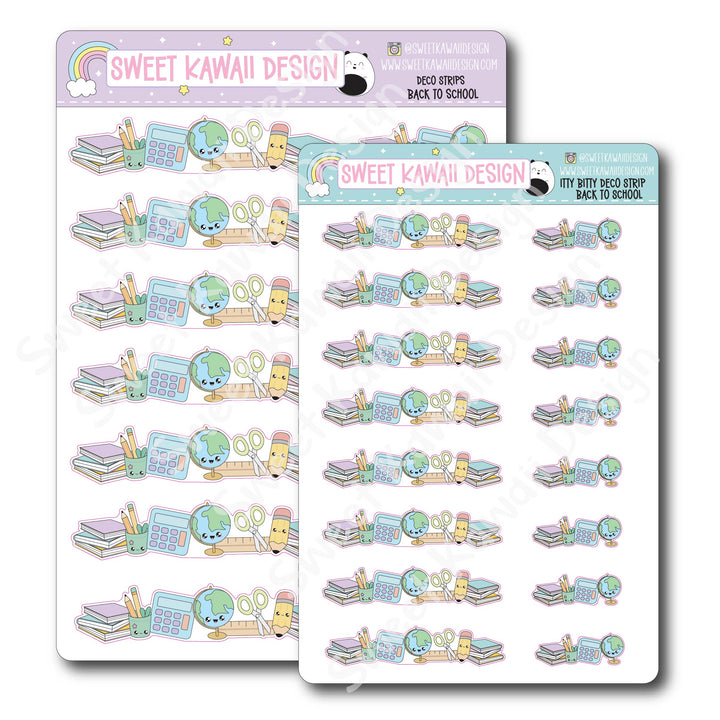 Kawaii Deco Strip Stickers (washi strip/border) - Back to School