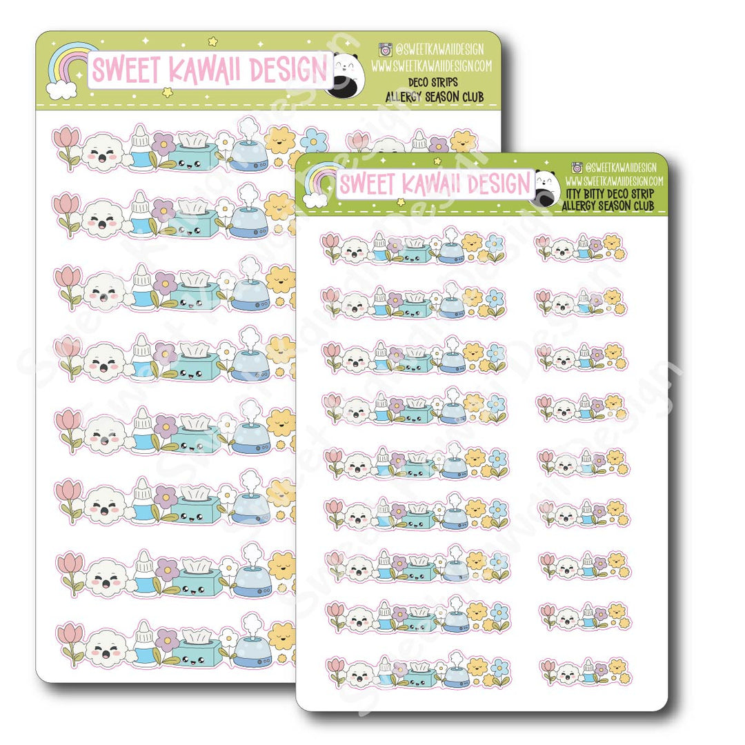 Kawaii Deco Strip Stickers (washi strip/border) - Allergy Season Club