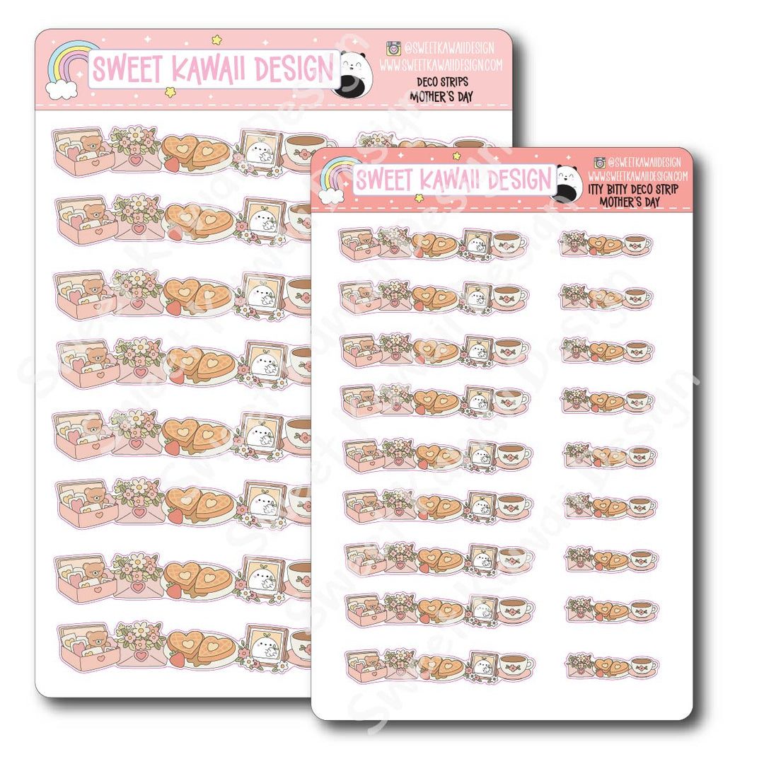 Kawaii Deco Strip Stickers (washi strip/border) - Mother's Day