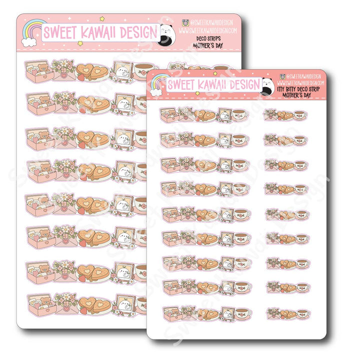 Kawaii Deco Strip Stickers (washi strip/border) - Mother's Day