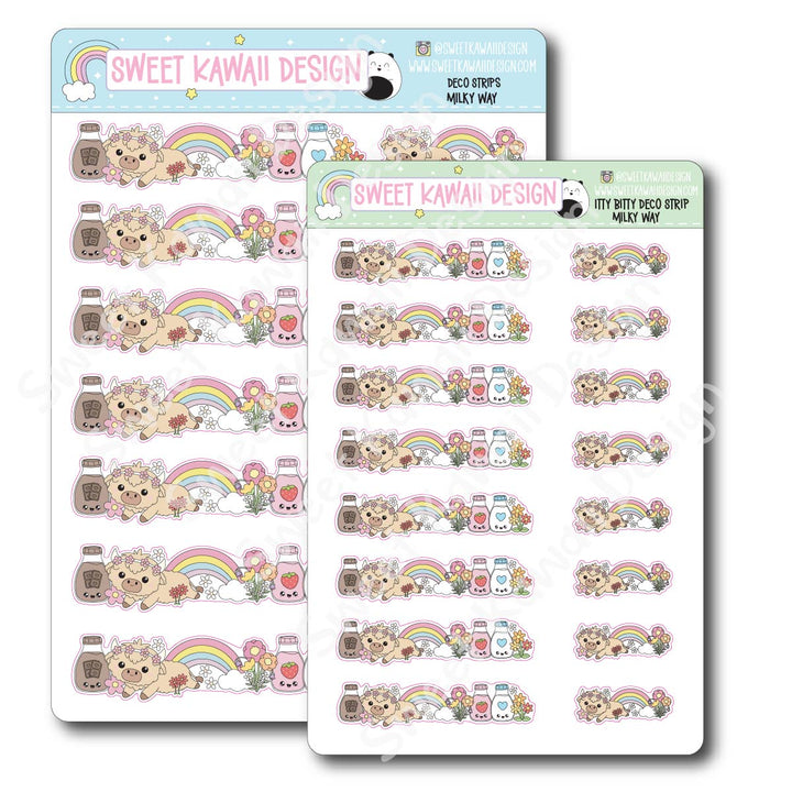 Kawaii Deco Strip Stickers (washi strip/border) - Milky Way