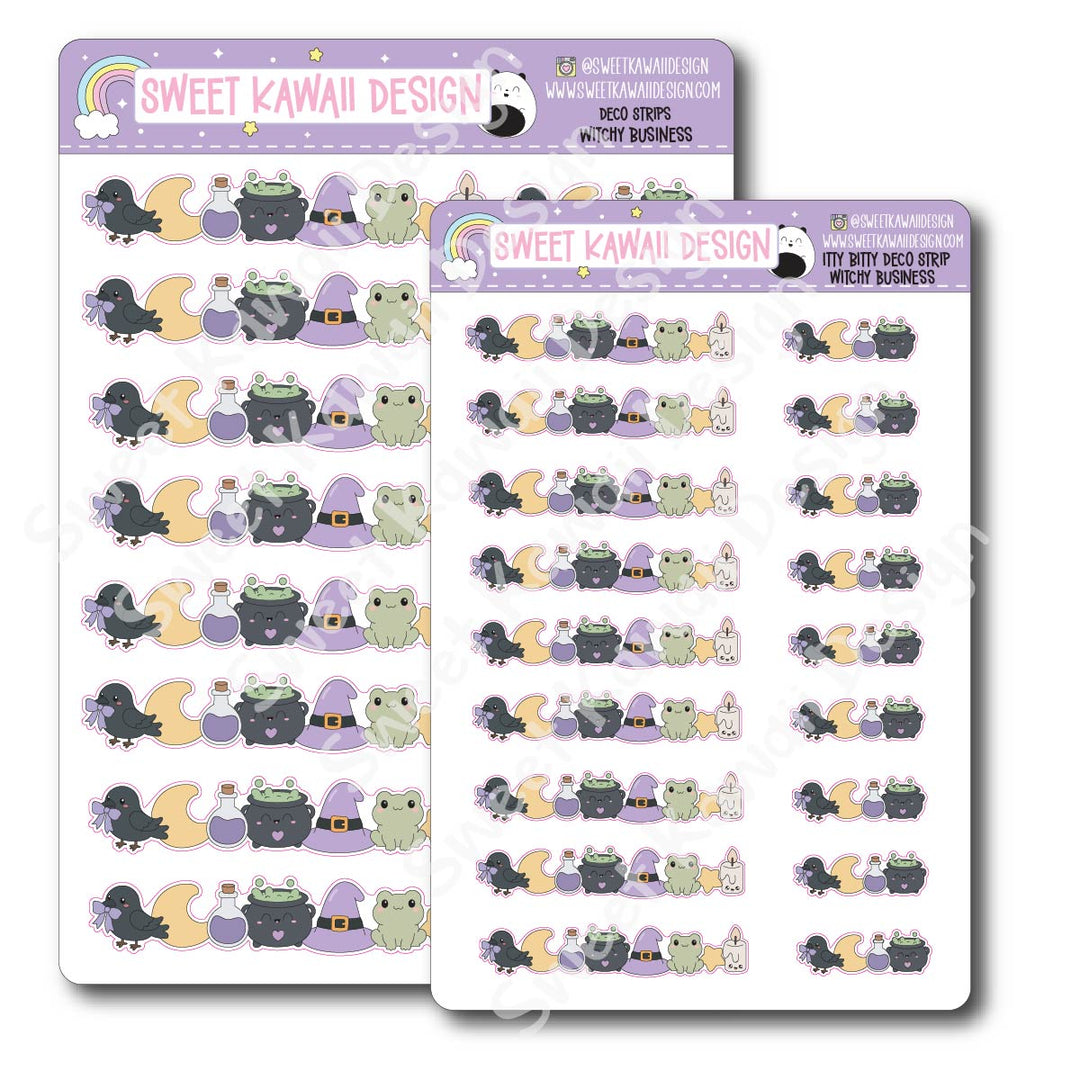 Kawaii Deco Strip Stickers (washi strip/border) - Witchy Business