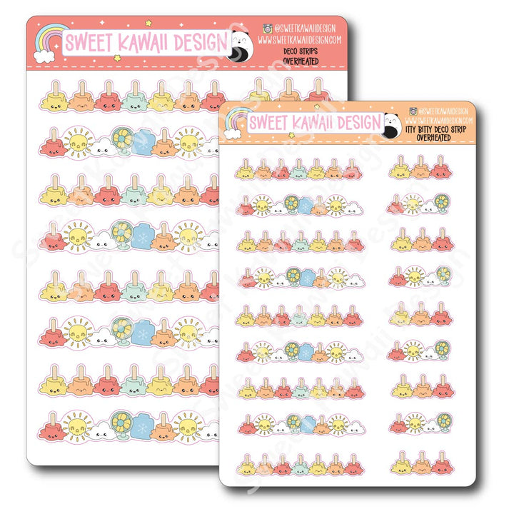 Kawaii Deco Strip Stickers (washi strip/border) - Overheated