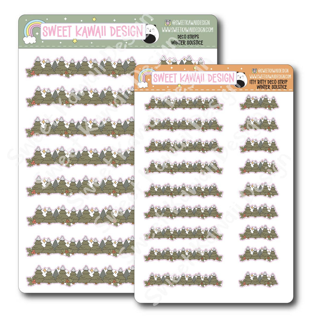 Kawaii Deco Strip Stickers (washi strip/border) - Winter Solstice