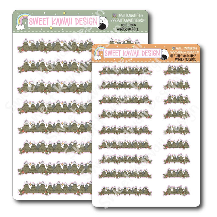 Kawaii Deco Strip Stickers (washi strip/border) - Winter Solstice