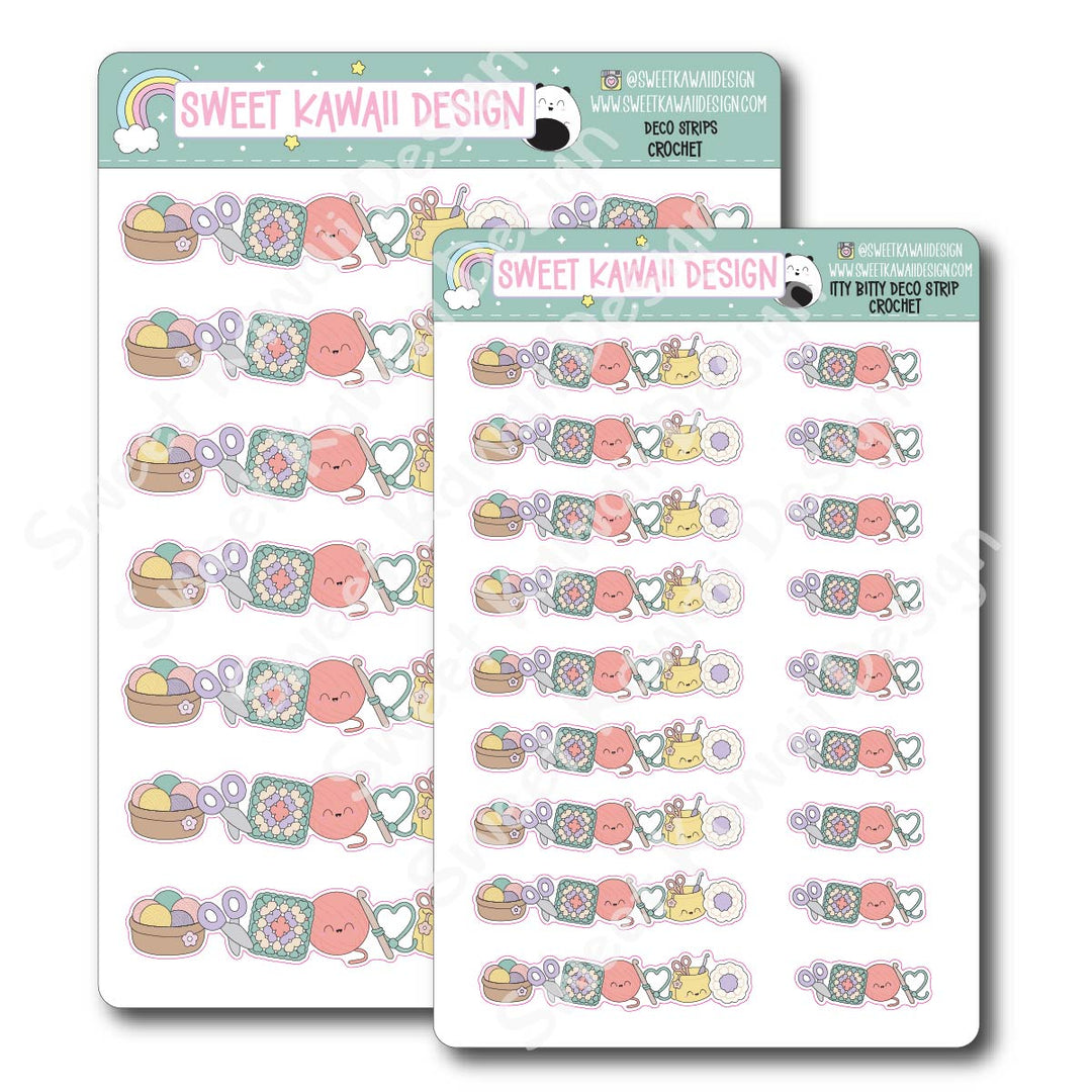 Kawaii Deco Strip Stickers (washi strip/border) - Crochet