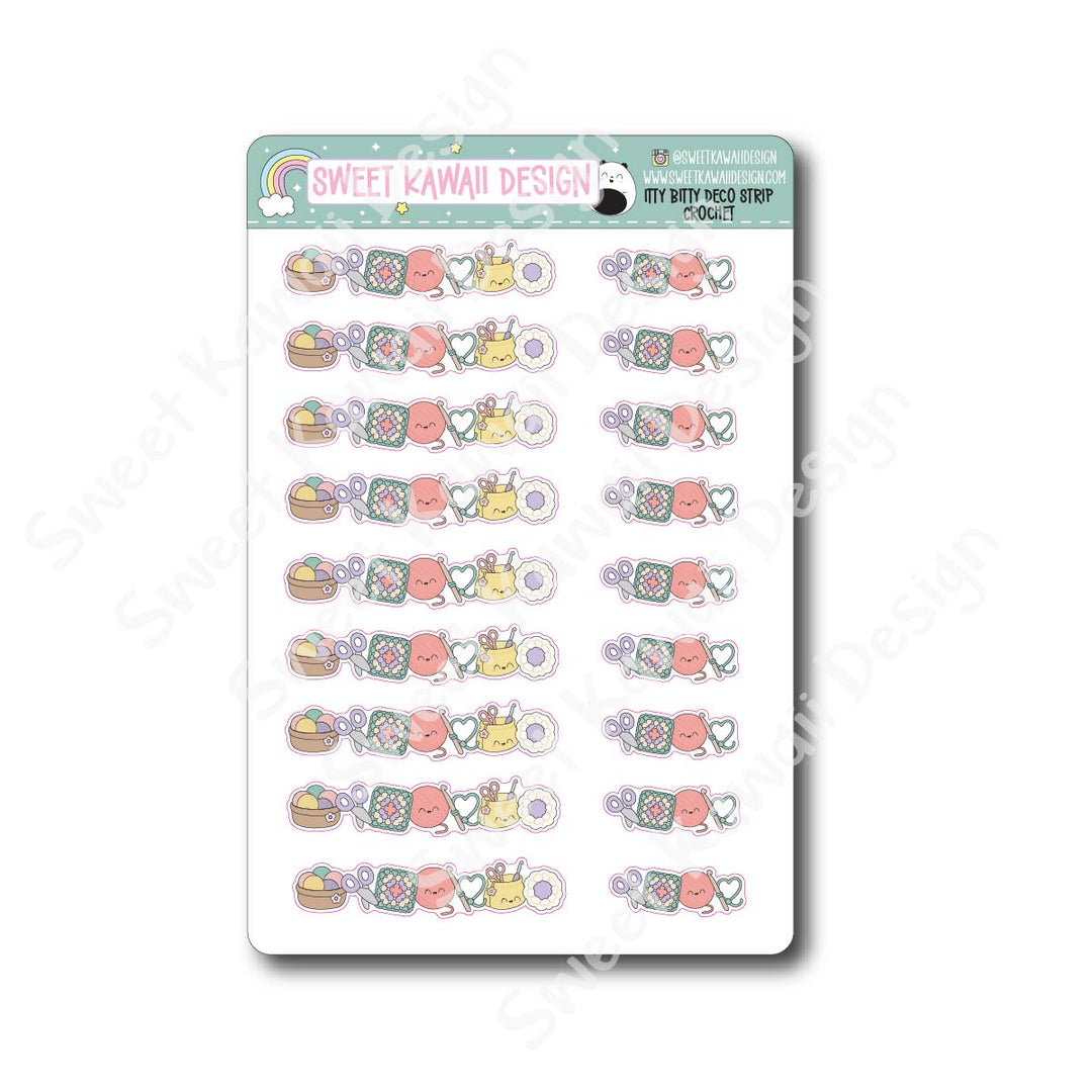 Kawaii Deco Strip Stickers (washi strip/border) - Crochet